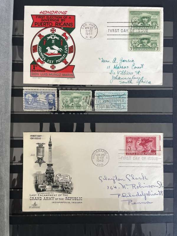 USA - 1949-1950 good selection of used stamps and first day covers (5 photos)